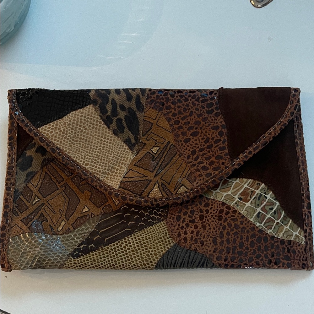 Exquisite Patchwork Leather Clutch - image 1